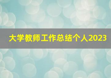 大学教师工作总结个人2023