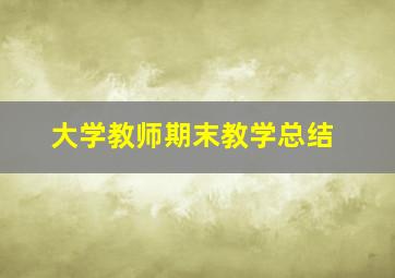 大学教师期末教学总结