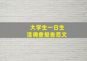 大学生一日生活调查报告范文