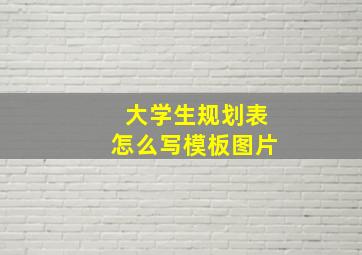 大学生规划表怎么写模板图片