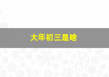 大年初三是啥