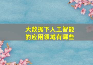 大数据下人工智能的应用领域有哪些