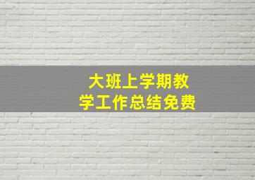 大班上学期教学工作总结免费