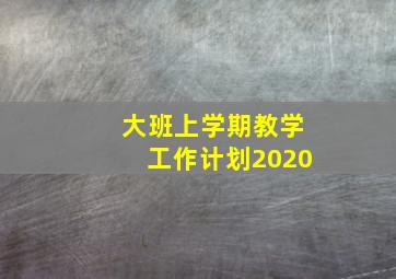 大班上学期教学工作计划2020