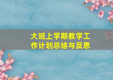 大班上学期教学工作计划总结与反思