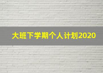 大班下学期个人计划2020