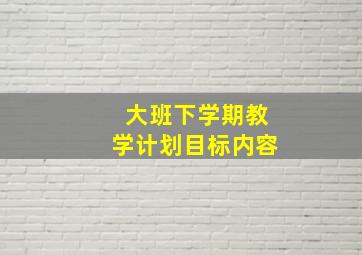 大班下学期教学计划目标内容