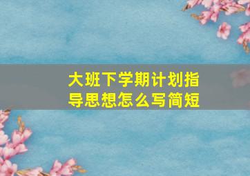 大班下学期计划指导思想怎么写简短