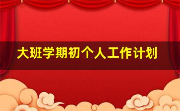 大班学期初个人工作计划