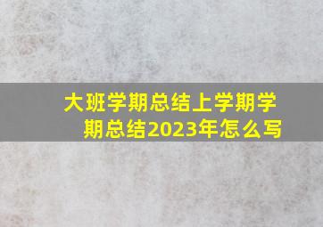 大班学期总结上学期学期总结2023年怎么写