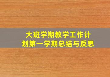 大班学期教学工作计划第一学期总结与反思