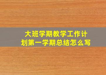 大班学期教学工作计划第一学期总结怎么写