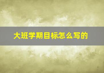 大班学期目标怎么写的