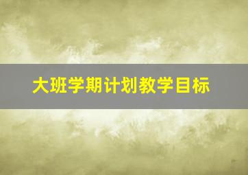 大班学期计划教学目标