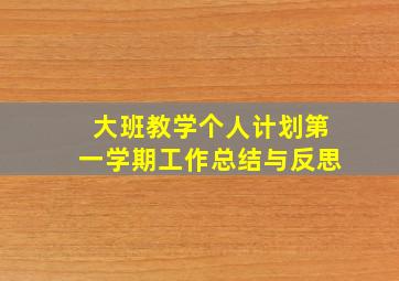 大班教学个人计划第一学期工作总结与反思