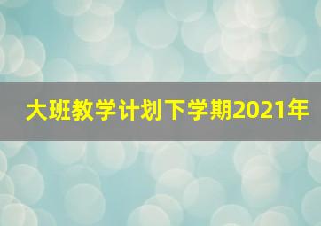 大班教学计划下学期2021年