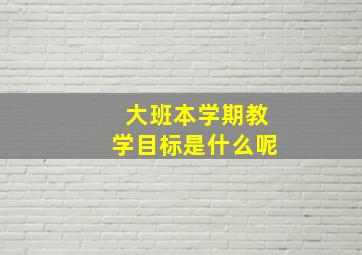 大班本学期教学目标是什么呢