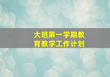 大班第一学期教育教学工作计划