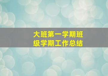 大班第一学期班级学期工作总结