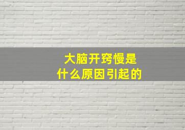 大脑开窍慢是什么原因引起的