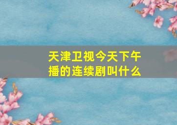 天津卫视今天下午播的连续剧叫什么