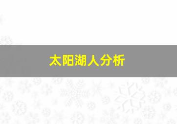 太阳湖人分析