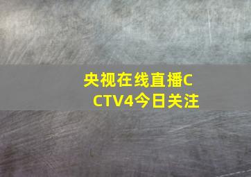 央视在线直播CCTV4今日关注