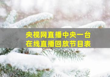 央视网直播中央一台在线直播回放节目表