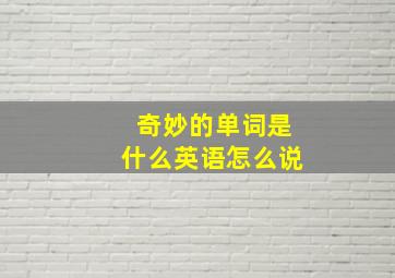 奇妙的单词是什么英语怎么说