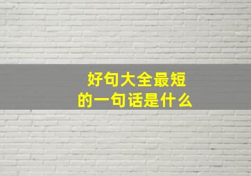 好句大全最短的一句话是什么