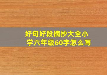 好句好段摘抄大全小学六年级60字怎么写