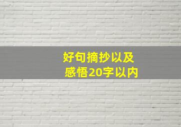 好句摘抄以及感悟20字以内