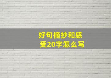 好句摘抄和感受20字怎么写