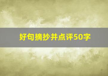 好句摘抄并点评50字