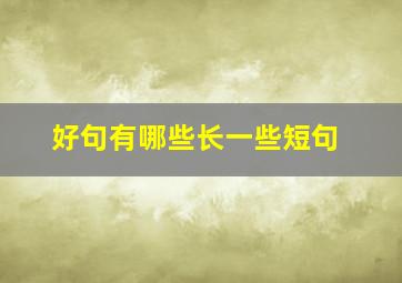 好句有哪些长一些短句