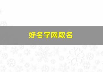 好名字网取名