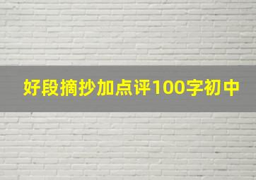 好段摘抄加点评100字初中