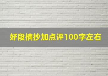 好段摘抄加点评100字左右