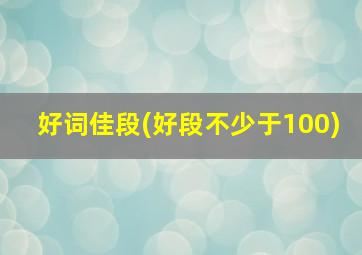 好词佳段(好段不少于100)