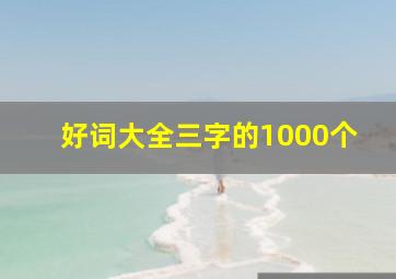 好词大全三字的1000个