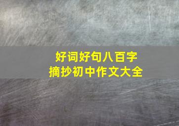 好词好句八百字摘抄初中作文大全