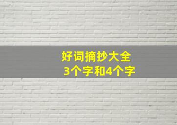 好词摘抄大全3个字和4个字