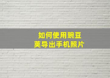 如何使用豌豆荚导出手机照片