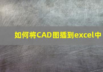 如何将CAD图插到excel中