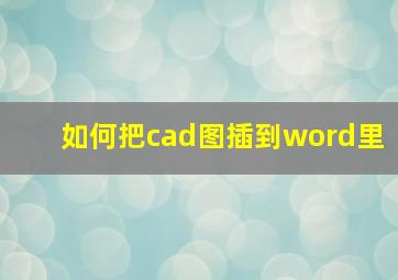 如何把cad图插到word里