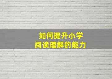 如何提升小学阅读理解的能力