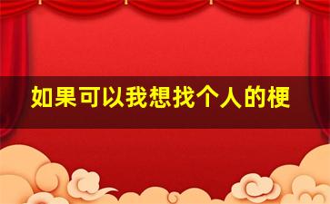 如果可以我想找个人的梗