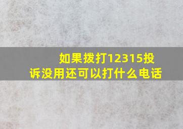 如果拨打12315投诉没用还可以打什么电话