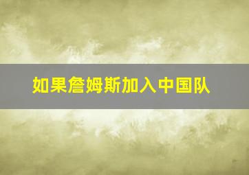 如果詹姆斯加入中国队