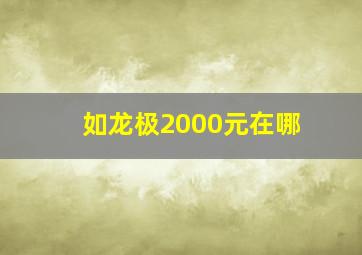 如龙极2000元在哪